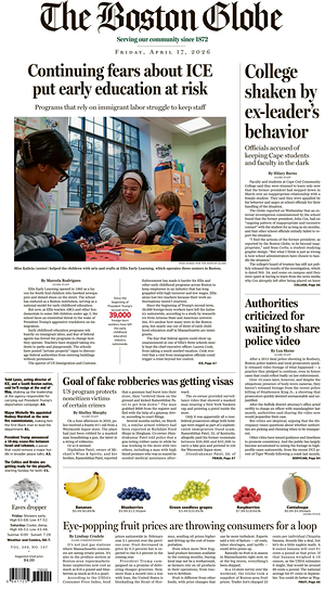 Prima pagina The Boston Globe di oggi - Quotidiano estero