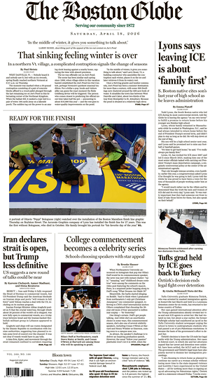 Prima pagina The Boston Globe di oggi - Quotidiano estero