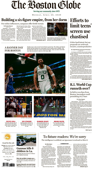 Prima pagina The Boston Globe di oggi - Quotidiano estero