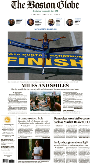 The Boston Globe prima pagina