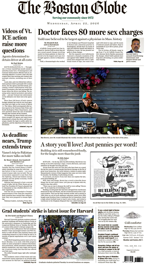 Prima pagina The Boston Globe di oggi - Quotidiano estero