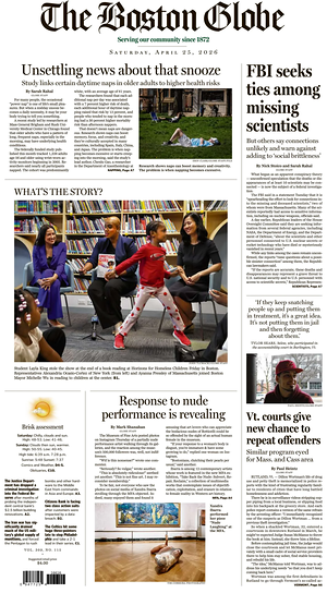 Prima pagina The Boston Globe di oggi - Quotidiano estero