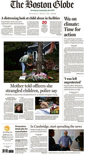 Prima pagina The Boston Globe di oggi - Quotidiano estero