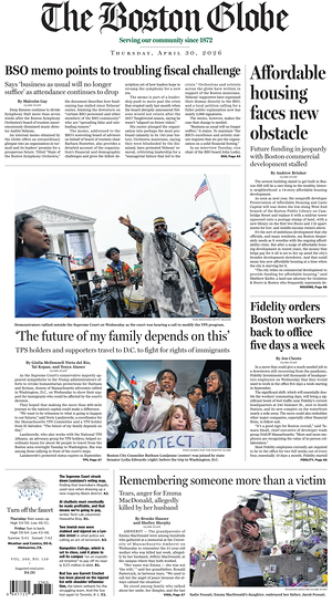 The Boston Globe prima pagina