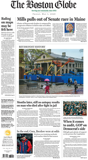 Prima pagina The Boston Globe di oggi - Quotidiano estero
