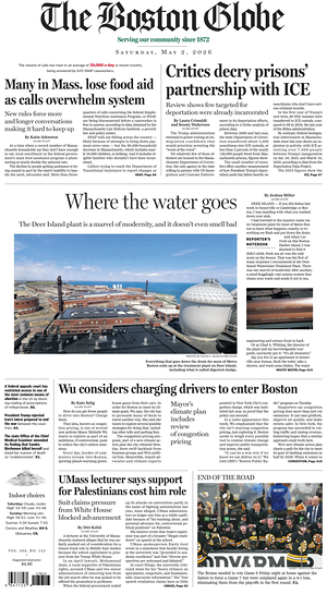 Prima pagina The Boston Globe di oggi - Quotidiano estero