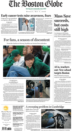 Prima pagina The Boston Globe di oggi - Quotidiano estero