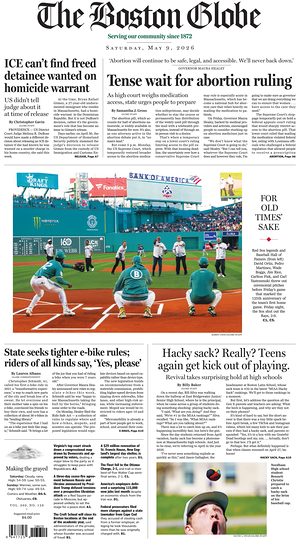 Prima pagina The Boston Globe di oggi - Quotidiano estero