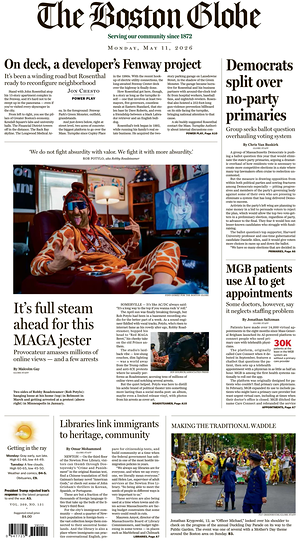 Prima pagina The Boston Globe di oggi - Quotidiano estero