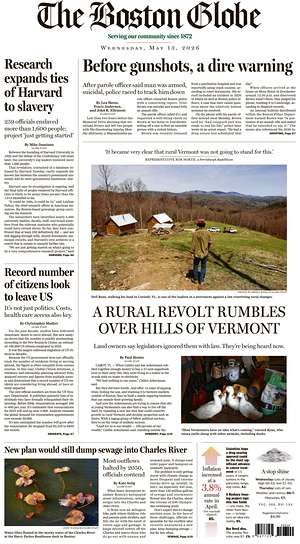 Prima pagina The Boston Globe di oggi - Quotidiano estero