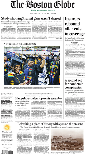 Prima pagina The Boston Globe di oggi - Quotidiano estero