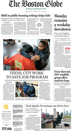 Prima pagina The Boston Globe di oggi - Quotidiano estero