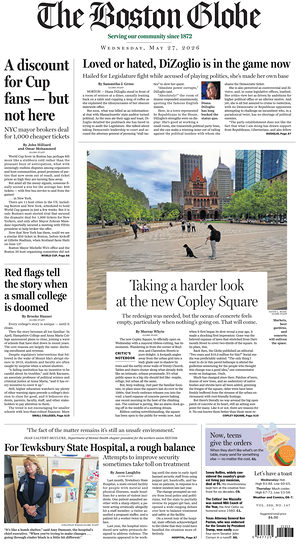 Prima pagina The Boston Globe di oggi - Quotidiano estero