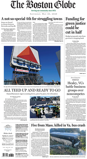 Prima pagina The Boston Globe di oggi - Quotidiano estero