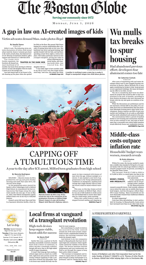 Prima pagina The Boston Globe di oggi - Quotidiano estero