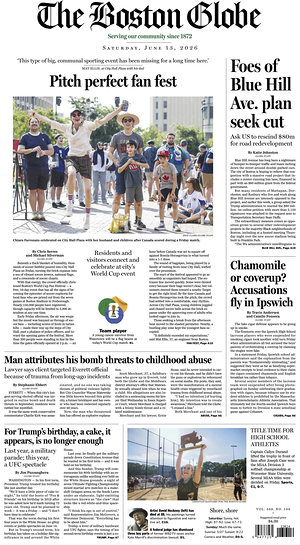 Prima pagina The Boston Globe di oggi - Quotidiano estero