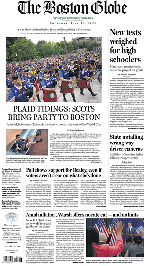Prima pagina The Boston Globe di oggi - Quotidiano estero