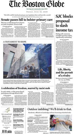 Prima pagina The Boston Globe di oggi - Quotidiano estero