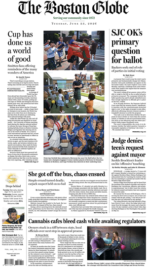 Prima pagina The Boston Globe di oggi - Quotidiano estero