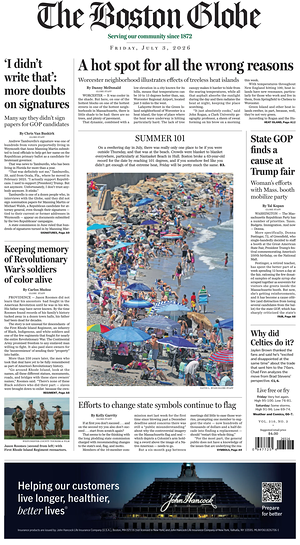 Prima pagina The Boston Globe di oggi - Quotidiano estero