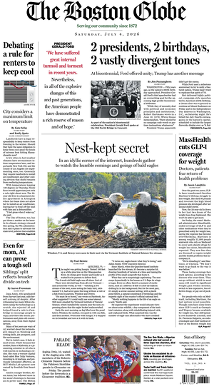 Prima pagina The Boston Globe di oggi - Quotidiano estero
