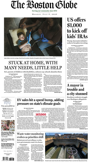 Prima pagina The Boston Globe di oggi - Quotidiano estero