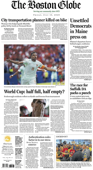 Prima pagina The Boston Globe di oggi - Quotidiano estero