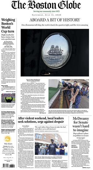 Prima pagina The Boston Globe di oggi - Quotidiano estero
