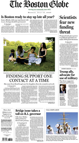 Prima pagina The Boston Globe di oggi - Quotidiano estero