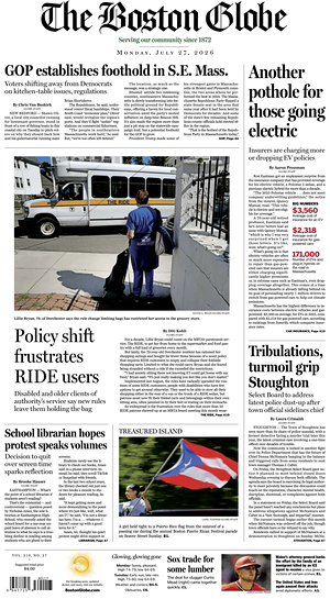 Prima pagina The Boston Globe di oggi - Quotidiano estero