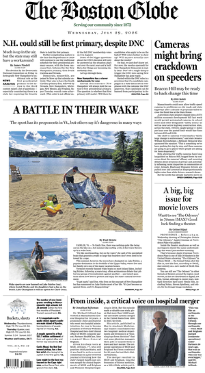 Prima pagina The Boston Globe di oggi - Quotidiano estero