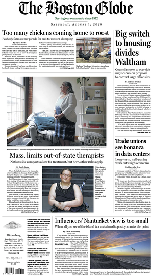 Prima pagina The Boston Globe di oggi - Quotidiano estero
