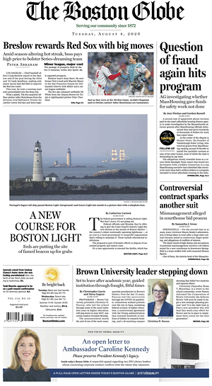 Prima pagina The Boston Globe di oggi - Quotidiano estero