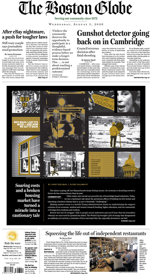 Prima pagina The Boston Globe di oggi - Quotidiano estero