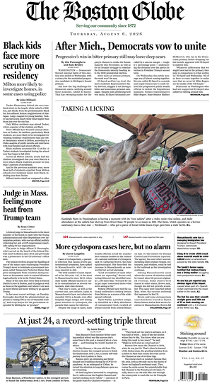 Prima pagina The Boston Globe di oggi - Quotidiano estero