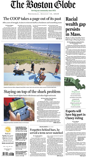 Prima pagina The Boston Globe di oggi - Quotidiano estero