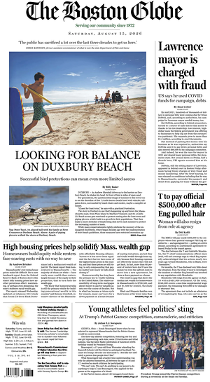 Prima pagina The Boston Globe di oggi - Quotidiano estero