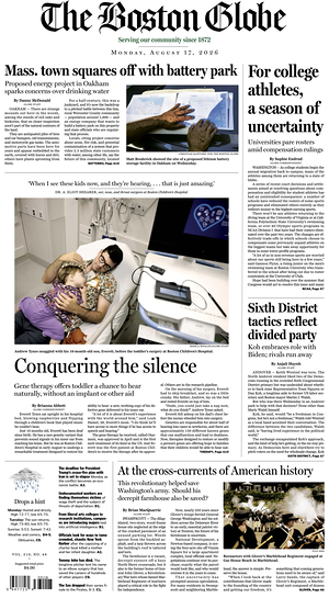 Prima pagina The Boston Globe di oggi - Quotidiano estero