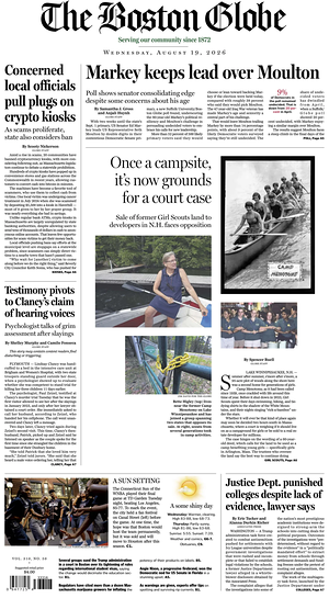 Prima pagina The Boston Globe di oggi - Quotidiano estero