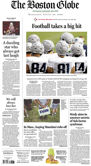 Prima pagina The Boston Globe di oggi - Quotidiano estero