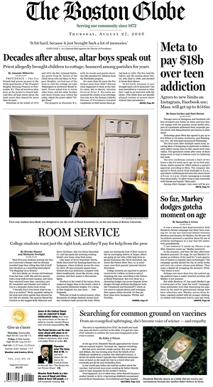 Prima pagina The Boston Globe di oggi - Quotidiano estero
