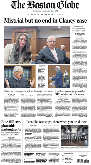 Prima pagina The Boston Globe di oggi - Quotidiano estero