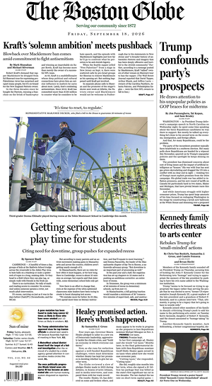 Prima pagina The Boston Globe di oggi - Quotidiano estero