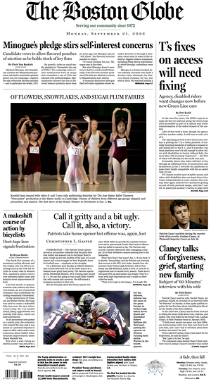 Prima pagina The Boston Globe di oggi - Quotidiano estero
