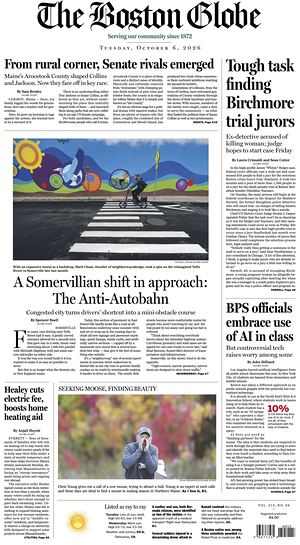 Prima pagina The Boston Globe di oggi - Quotidiano estero
