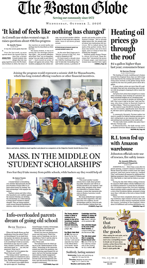 Prima pagina The Boston Globe di oggi - Quotidiano estero