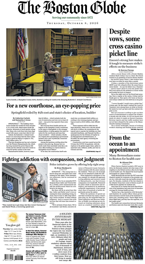Prima pagina The Boston Globe di oggi - Quotidiano estero