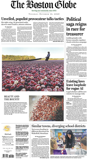 Prima pagina The Boston Globe di oggi - Quotidiano estero
