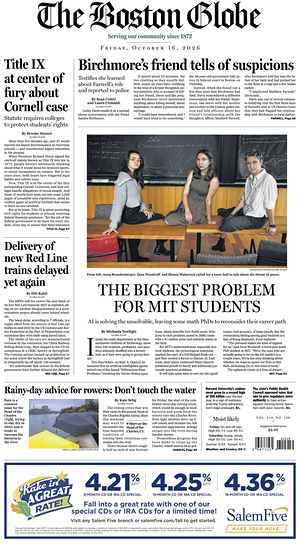 Prima pagina The Boston Globe di oggi - Quotidiano estero