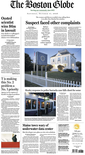 Prima pagina The Boston Globe di oggi - Quotidiano estero